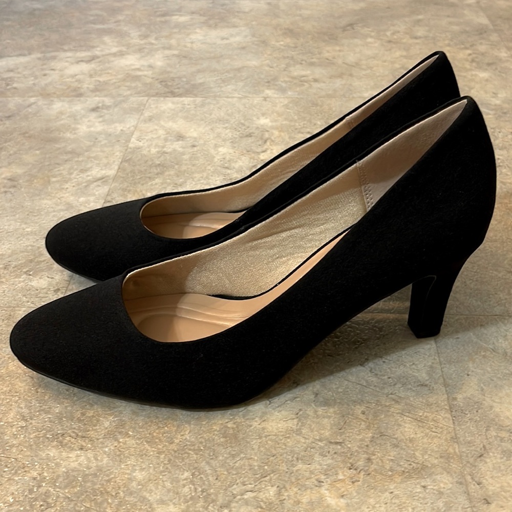NEW Kelly & Katie Genna Womens Size 8M Black Twill Canvas 3" Heel Pump Shoes